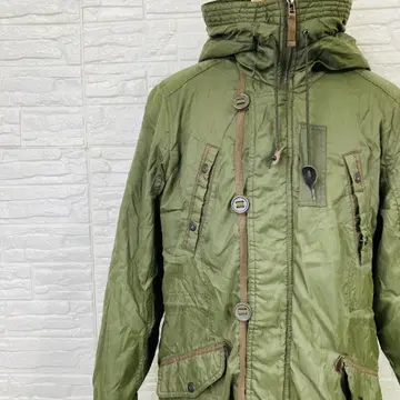 [ 004442 ] VILLAND 충전솜 모즈 코트 카키 L 후드 부착