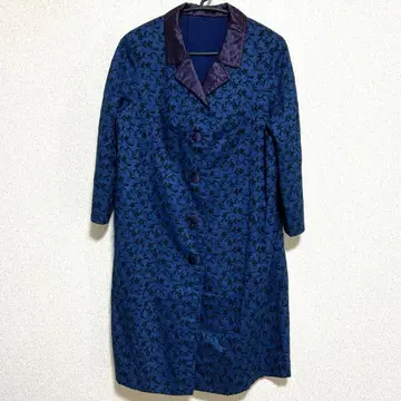 올 패턴 블루 코트 꽃무늬 구제 의류