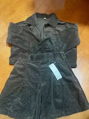 GU 코듀로이 스커트 셋업 S 브라운