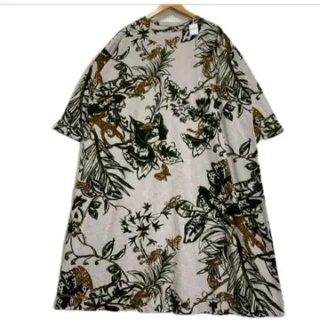 45r 올 패턴 cotton 원피스 꽃과 새