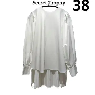 *Secret Trophy* 화이트 38 긴팔 플리츠 밑단 셔츠 깔끔