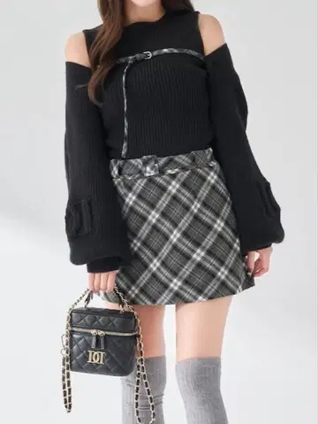 Darich 도킹 미들 허리 니트 미니 원피스