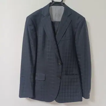 BIGLIDUE 네이비 체크 무늬 비즈니스 정장