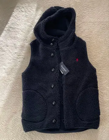 헬스장 플리스 네이비 후드 부착 베스트