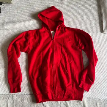 지퍼 후드티 빨간색 미국제 안감 서멀