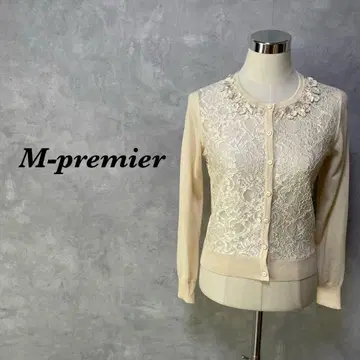 엠프리미어 가디건 꽃무늬 레이스 울 베이지 S 2911