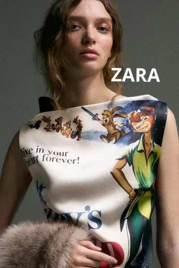 ZARA 피터팬 새틴 프린트 패턴 원피스