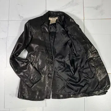 캐서린 햄넷 희소 스티치 가죽 테일러드 자켓 S