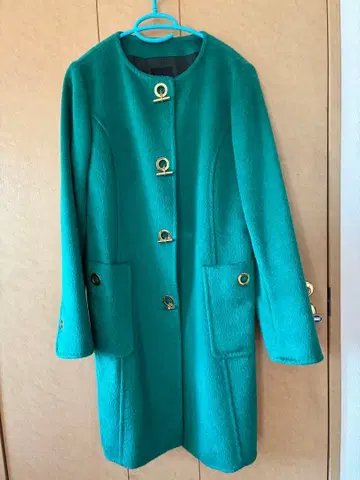 wb (BIGI) 롱 코트 선명한 그린 알파카 사이즈 40