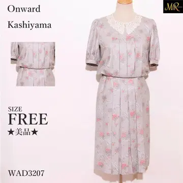 온워드 카시야마 원피스 무릎 기장 반팔 꽃무늬 레이스 플리츠 디자인