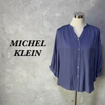 미쉘클랑 블라우스 새틴 스키퍼 광택감 블루 그레이 2909