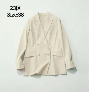 23구 코튼 린넨 테일러드 자켓 스트레치 더블 베이지 38