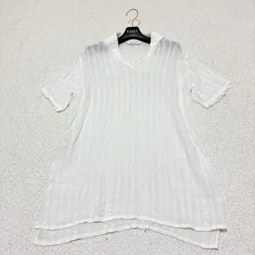 하자품 [23구] 튜닉 블라우스 (38) 화이트 린넨 혼방 출퇴근 리조트