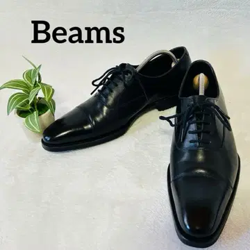 빔즈 F 블랙 가죽 스트레이트 팁 드레스 슈즈 26cm