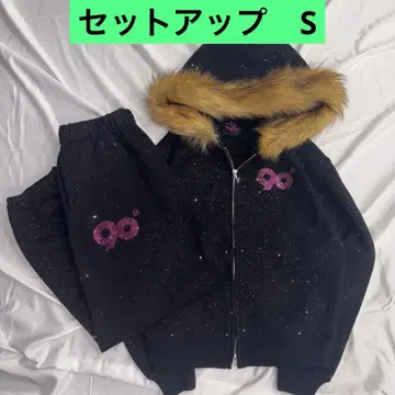 9090 girl 90 로고 글리터 퍼 집 셋업