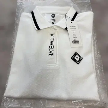 V TWELVE FW L/S 폴로 화이트 긴팔 피케 셔츠