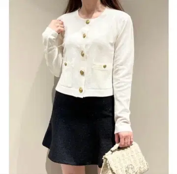 골드 버튼 니트 가디건 snidel 스나이델 가디건 화이트