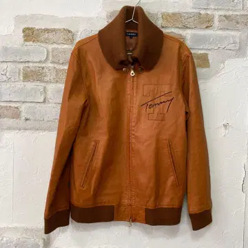 레어 디자인 새상품급 돈피 Tommy 브라운 가죽 자켓 L