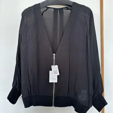 블랙 시스루 집업 가디건