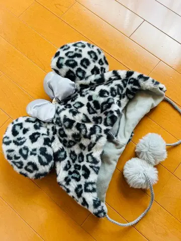 디즈니 미니 리본 레오파드 무늬 팬캡