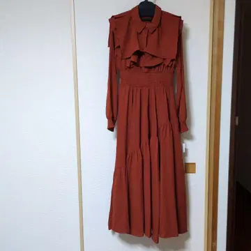 프릴 달린 셔츠 원피스 긴팔 브라운 계열