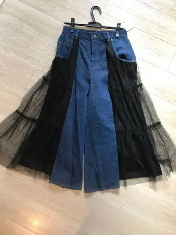 RADIATE 데님 튤 롱 스커트 (스칸츠)