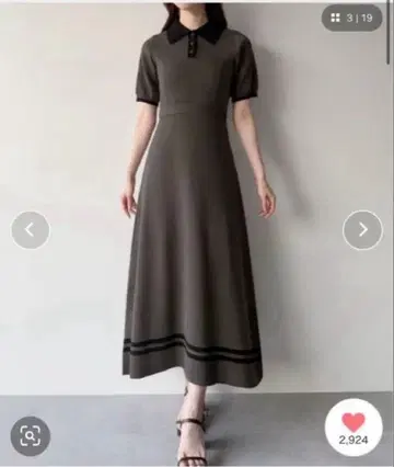 mipiarl 미피알 리본 포함 폴로 니트 세미 플레어 원피스 M