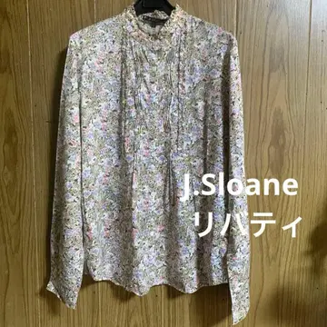 J Sloane 제이슬로안 리버티 플라워 무늬 프릴 옷깃 블라우스 M