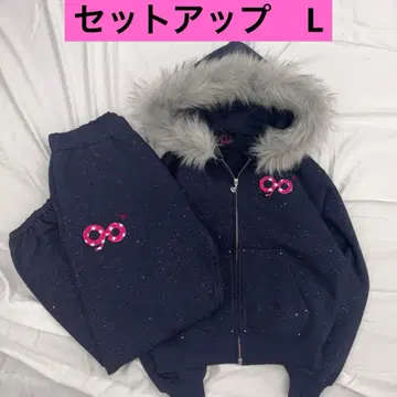 9090 girl 90 Logo Glitter 셋업 navy L