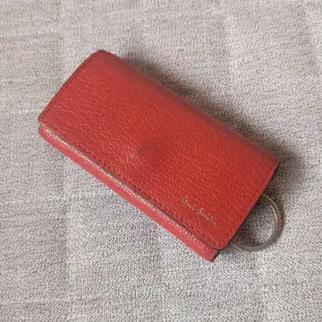 폴 스미스 가죽 이단 접이식 키케이스 빨간색 라인