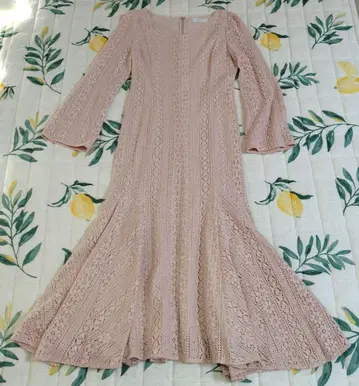 셀포드 레이스 니트 롱 원피스 핑크