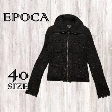 EPOCA 에포카 트위드 자켓 더블 지퍼 수트 양모 혼방 프린지