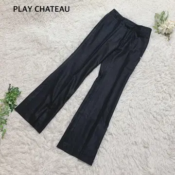 플레이 샤토 팬츠 플레어 슬랙스 수트 일본제 비즈니스 오피스 블랙
