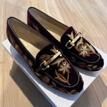 와인 레드 벨벳 로퍼 오데트 오디에르