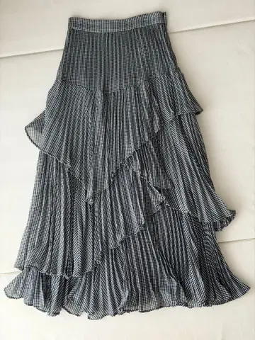 SNIDEL 깅엄 체크 프릴 롱 스커트