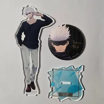 주술회전 고죠 사토루 아크릴 스탠드 + 캔뱃지 2세트