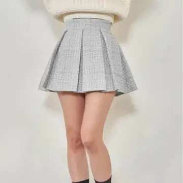 Darich 박스 플리츠 트위드 미니 스커트