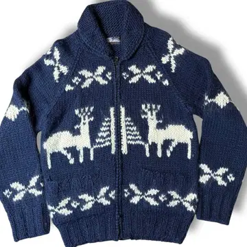 M FIRST DOWN 카우친 스웨터 루돌프 네이비 집업