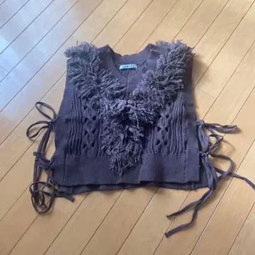 SNIDEL 다크 브라운 니트 베스트 원사이즈