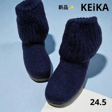 케이카 심리스 숏부츠 웨지솔 네이비 24.5 새상품