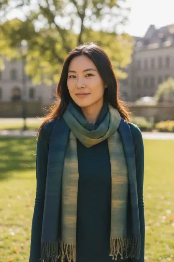 초목 염색 공방 요모기 그라데이션 스톨 숄 머플러 대형 180 x 70