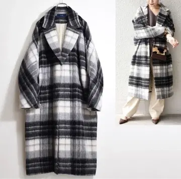 ships 샤기 체크 코트