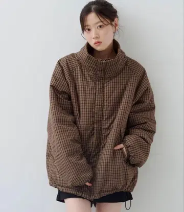 Kastane 체크 충전솜 리버서블 아우터 M 브라운