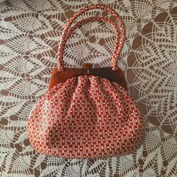 일본 의류용 가마구치 밴딩 백 쇼와 레트로 빨간색