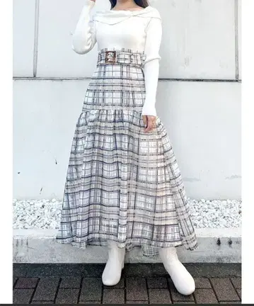 mercuryduo 컬러 체크 티어드 도킹 원피스