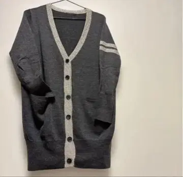DEUXIEME CLASSE 모 캐시미어 가디건 차콜 그레이 실버 라메