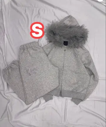 90 Logo Glitter Fur Zip Hoodie x Pants
