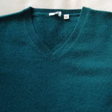 XL 사이즈 캐시미어 100% V넥 스웨터 그린 유니클로