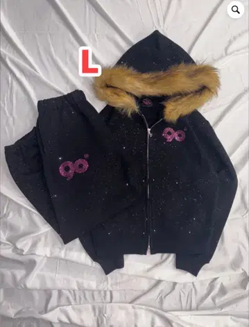 90 Logo Glitter Fur Zip Hoodie x Pants