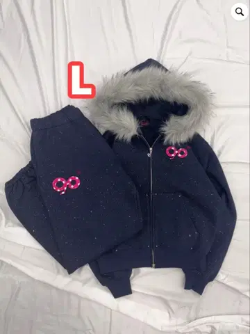 90 Logo Glitter Fur Zip Hoodie x Pants